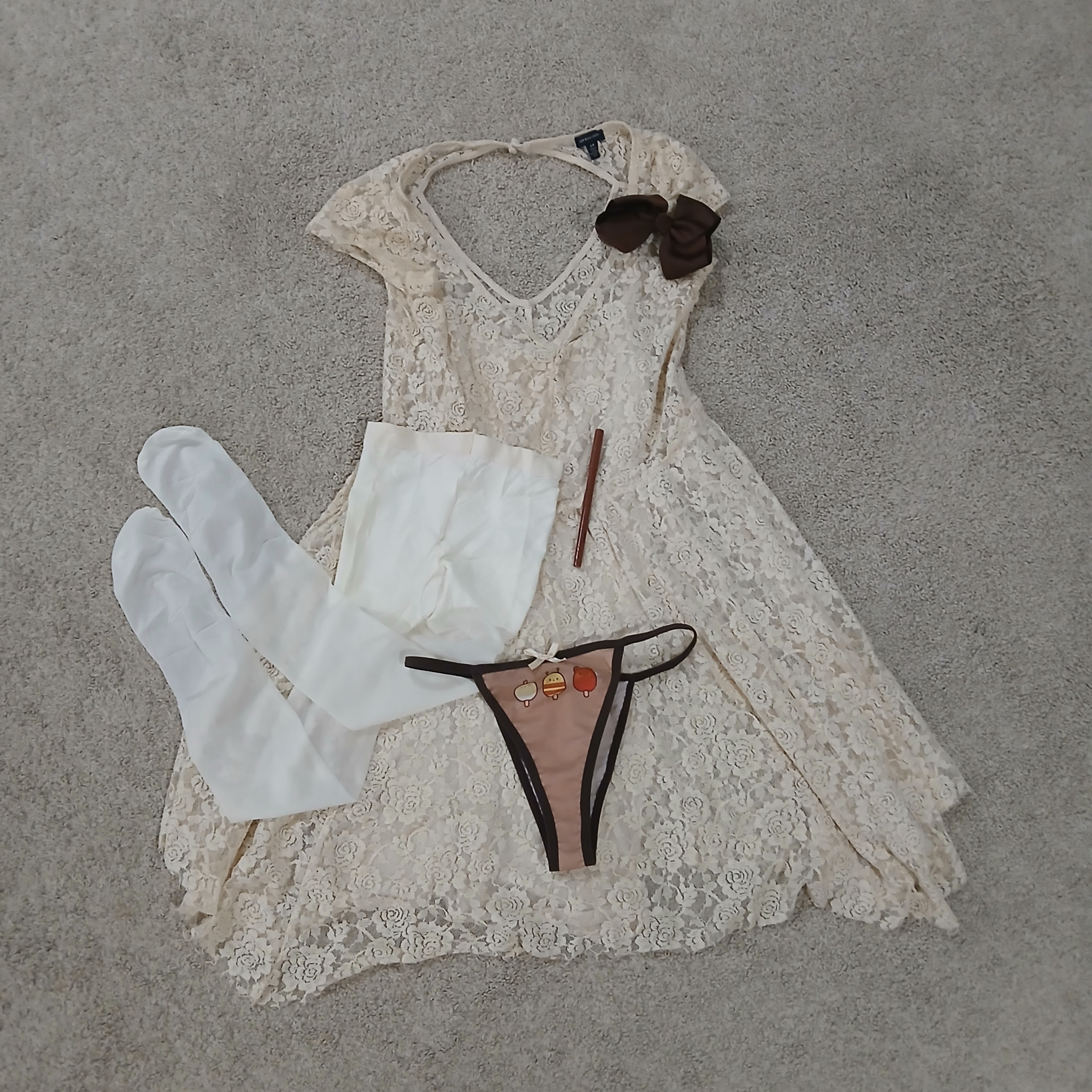 Mailed Outfit With Mesh Cute Cartoon Panties Thong And Video